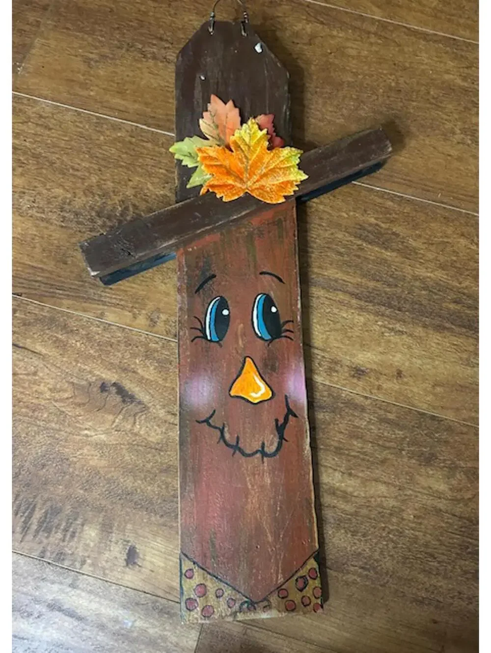 Double-Sided Wooden Scarecrow and Snowman Wall Hanging Decoration